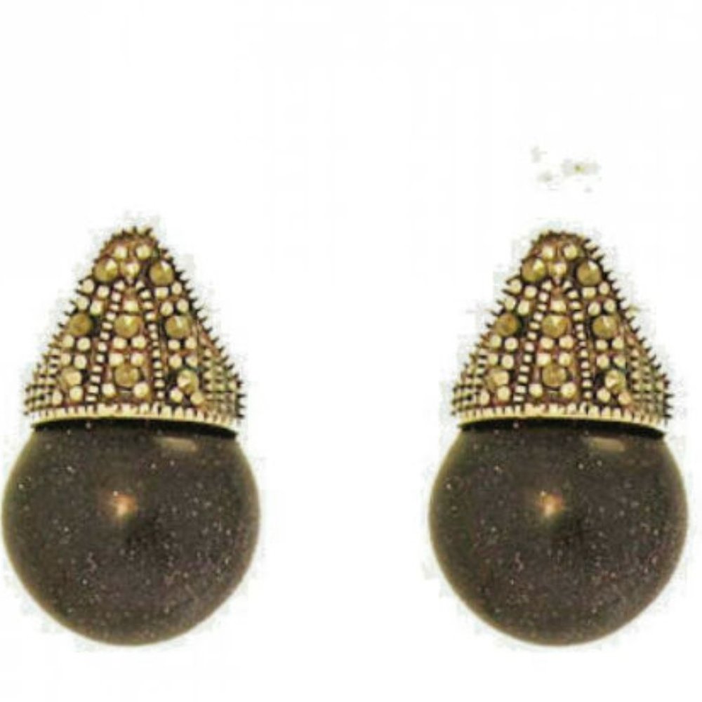 Marcasite pave earring omega back antiqued NWT